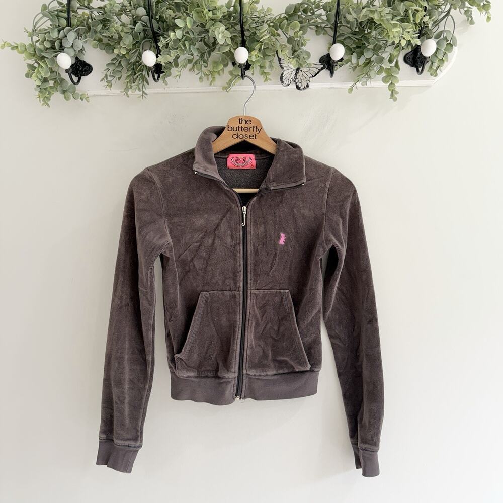 vintage y2k juicy couture Brown Full Zip Sweater XS q5809